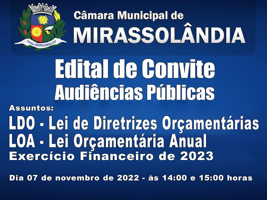 Edital de Convite para Audiência Pública – LDO e LOA 2023